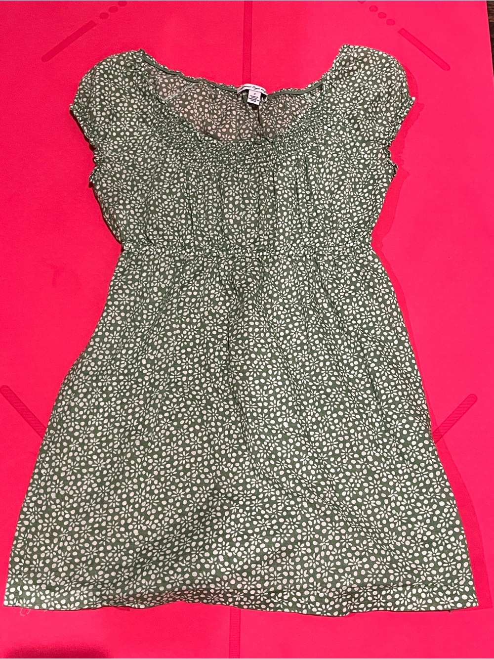 Vintage American Eagle Green Floral Babydoll Peasant Top